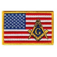 MASONIC LOGO US FLAG EMBROIDERED PATCH iron-on FREEMASON SQUARE COMPASS MASON