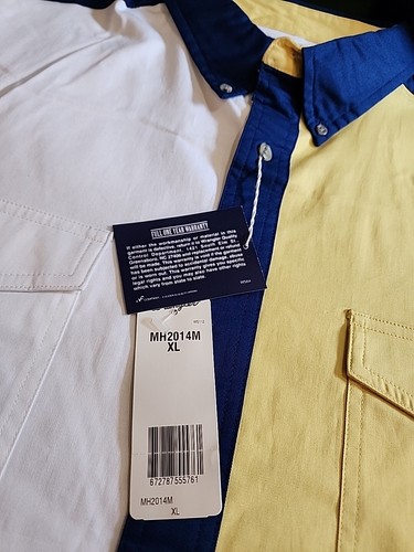 Bonanza By Wrangler Men's XL S/S Blue/Yellow/White Button Down Western NWT. GB19 - Picture 6 of 11