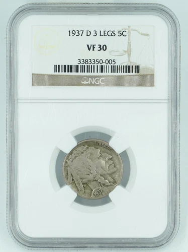 1937-D NGC VF30 Buffalo Nickel Three Legs