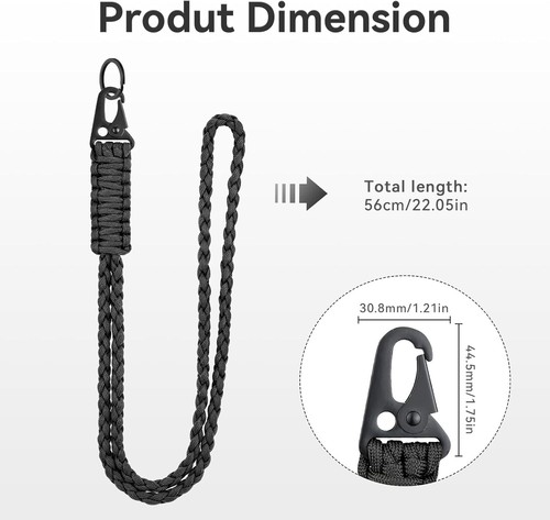 Heavy Duty 550 Braided Paracord Lanyard, Neck Lanyard for Keys, 2 Paracord - Picture 7 of 11