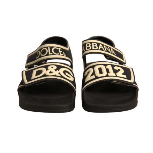 Dolce & Gabbana Kinder Schuhe Schwarz Bedruckt Nylon Flats Sandalen EU32/US1 UVP 220usd - Bild 2 von 10