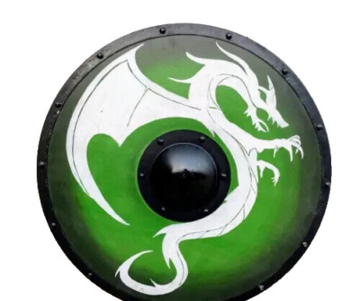 Medieval Warrior Shield Round Viking DRAGON Battle Design Shield Wooden 24''