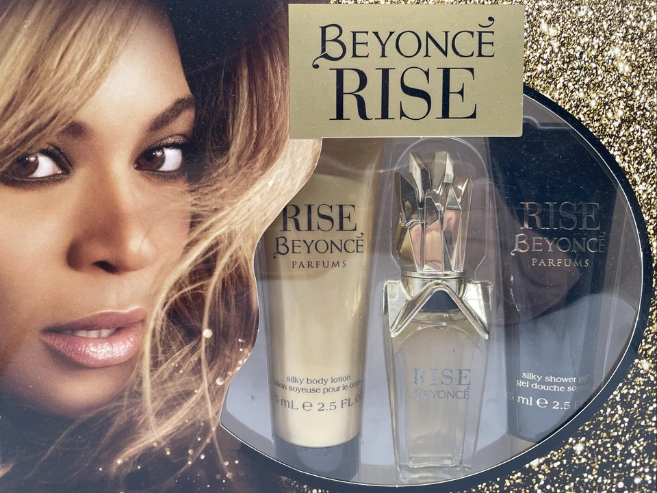 Beyoncé Rise 3 piezas 2,5 oz Loción Brillante 1 oz Perfume Spray Gel de Ducha Set de Regalo Foto 2 de 4