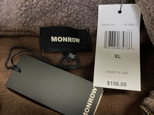 $156 Monrow Womens Brown Cotton Teddy Fleece Long Sleeve 1/2 Zip Sweater Size XL - Picture 6 of 6