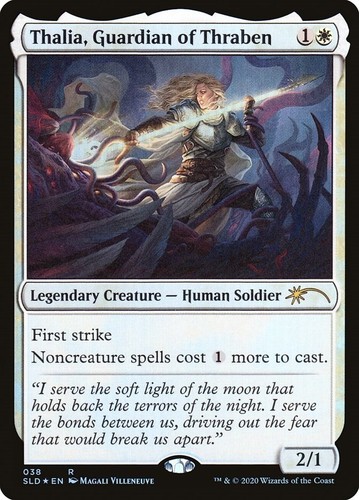 MTG Secret Lair Thalia: Beyond The Helvault - opened, with Dovin