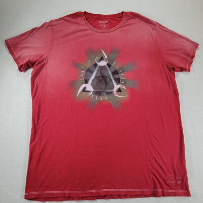 True Religion Men's XXXL Red Two Sided Futuristic Graphic T-shirt