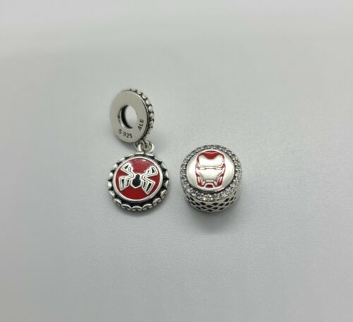 Set Of 2 New Pandora Marvel Charms Iron Man and Spider Man - Picture 1 of 6