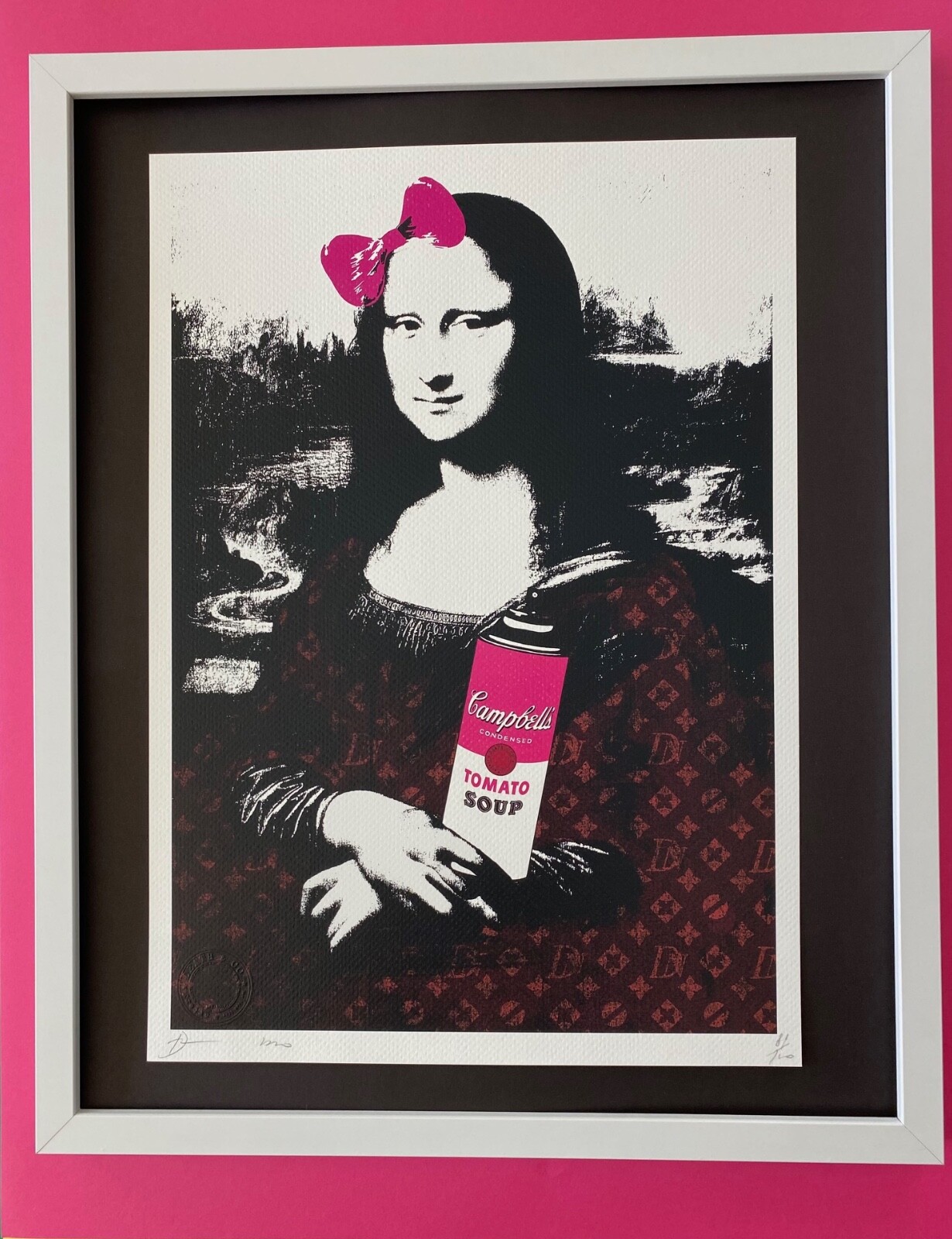 Death NYC Large Framed 16x20in Pop Art Original Graffiti COA Mona Lisa Brainwash