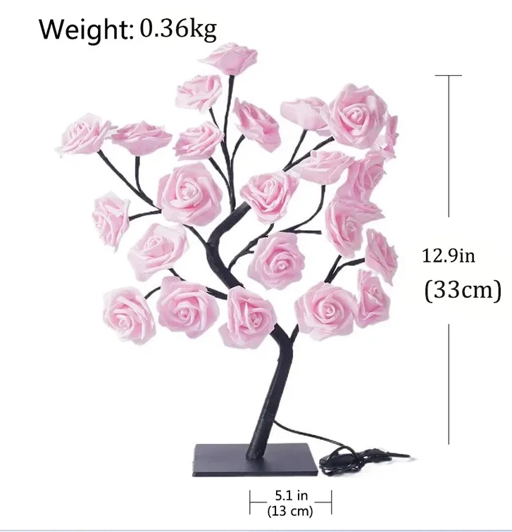 Lámpara de noche para el hogar con flores de rosa 24 LED Foto 2 de 2