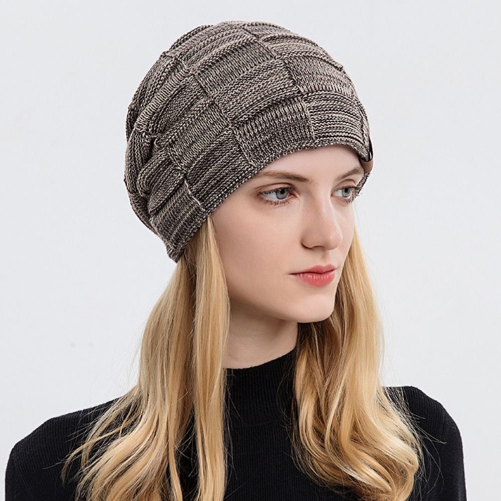 Thickened Plush Woolen Knitted Hat Soft Warm Beanie Versatile Ski Cap