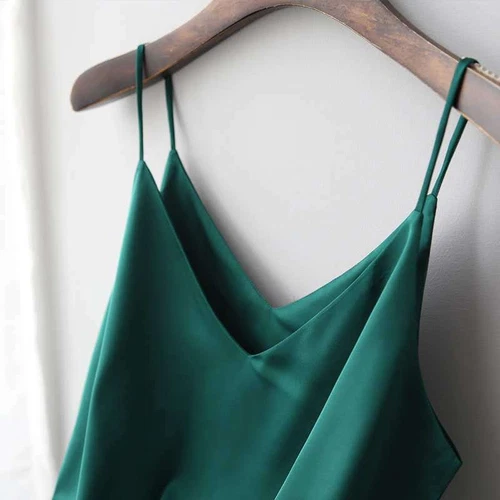 Damen Satin Seide Camisole Tank Top Träger V-Ausschnitt Träger Unterhemd Freizeit Basic Top - Bild 8 von 36