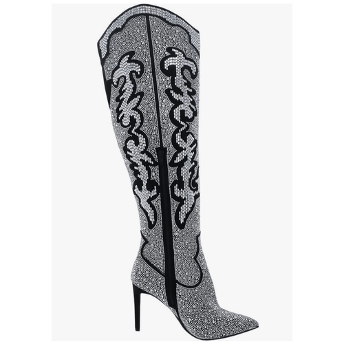 Inc Black/Silver Iresa Bling Boots Size 6.5 - Picture 2 of 10