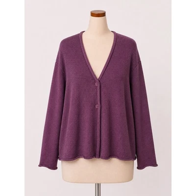 Eileen Fisher Womens XL Purple 100% Merino Wool V-Neck Button Front Cardigan