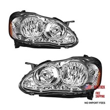 Headlights Assembly Compatible with Corolla 2003-2008 Corolla Chrome-Amber