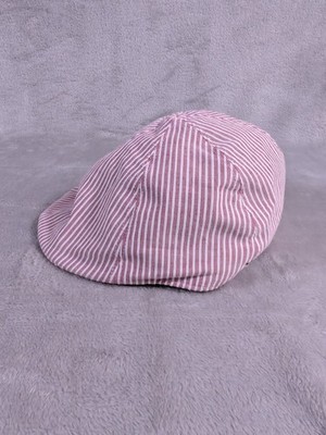 Bailey of Hollywood BREED Men's Flat Cap Hat Pink White Striped Cotton Large...