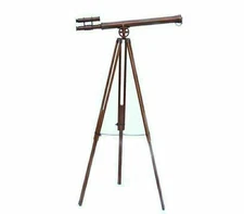 64" Big Antique Nautical Floor Standing Brass Telescope With Wooden Tripod gift
