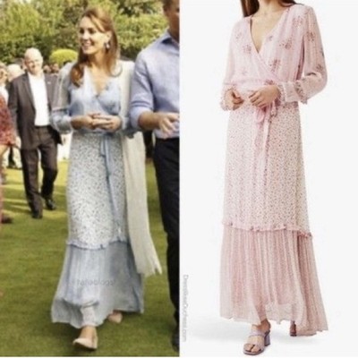 Ghost London Pink Floral Avery Dress Size S UK 8/10 - ASO Kate Royal  RARE