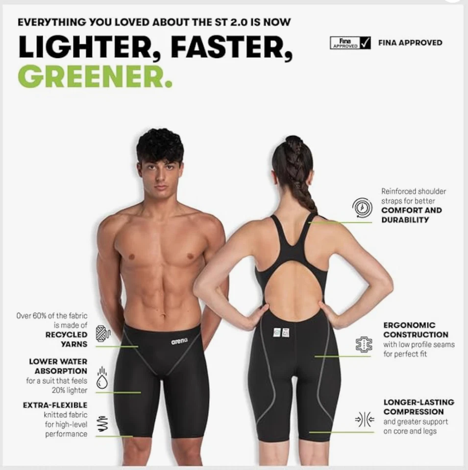 ARENA Powerskin ST Next Men’s Racing Jammer Competition Swimsuit, Size 30 - Image 3 of 4