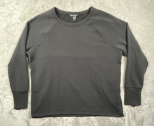 Athleta Sweatshirt Womens Large Black Tencel Blend Fleece Crewneck Pullover Top