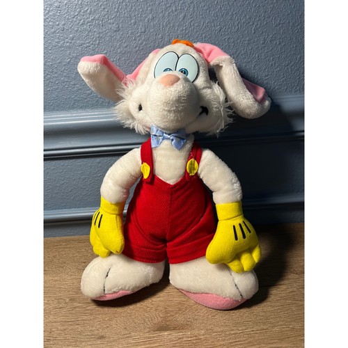 roger-rabbit-plush-toy-disney-toon-town-red-overalls-bow-tie-yellow