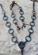 Black Ring Tack Set With Turquoise Spots. Horse Tack 