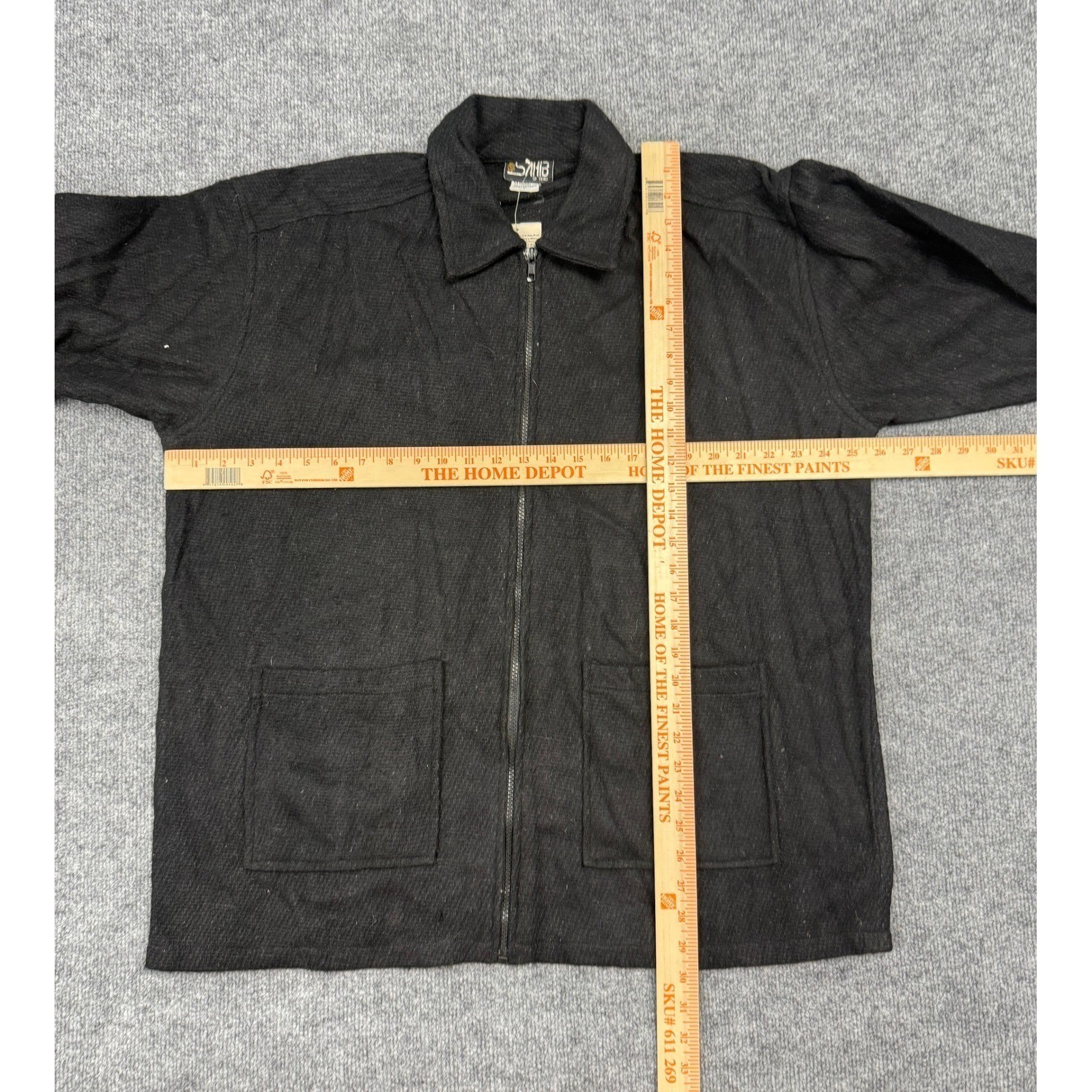 SAHIB OF 1940 Black Wool Blend Zip Up Jacket Mens Size XL Long Sleeve