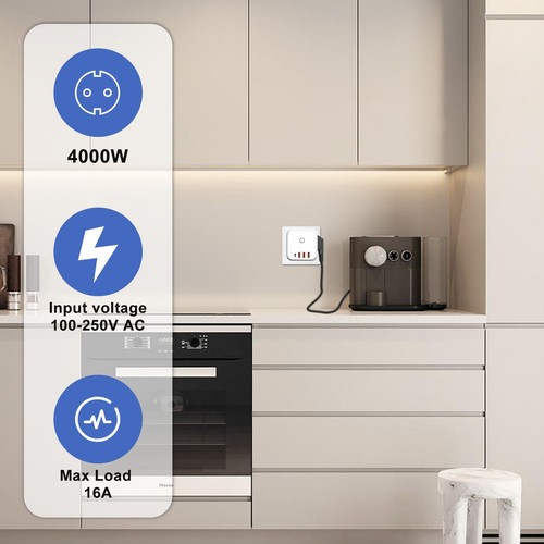 Multiprise Cube Murale 7 en 1 Chargeur USB Prise avec 3 Sortie AC 4000W Multi... - Afbeelding 6 van 7