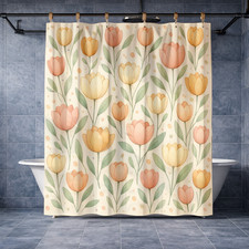 Cute Heart Design Floral Shower Curtain Bathroom Decor 72x72 Polyester
