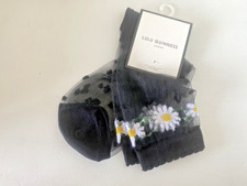 Image of Lulu Guinness London Sheer Polka Daisy Ankle Sock  Size Eur 37-42