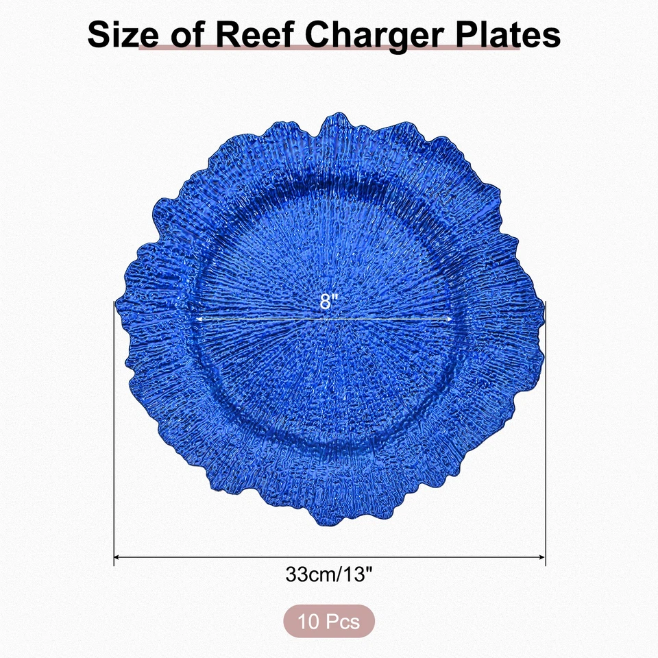 Placas de cargador de arrecife de plástico redondas florales placas de cargador azul boda 10 un. Foto 2 de 4