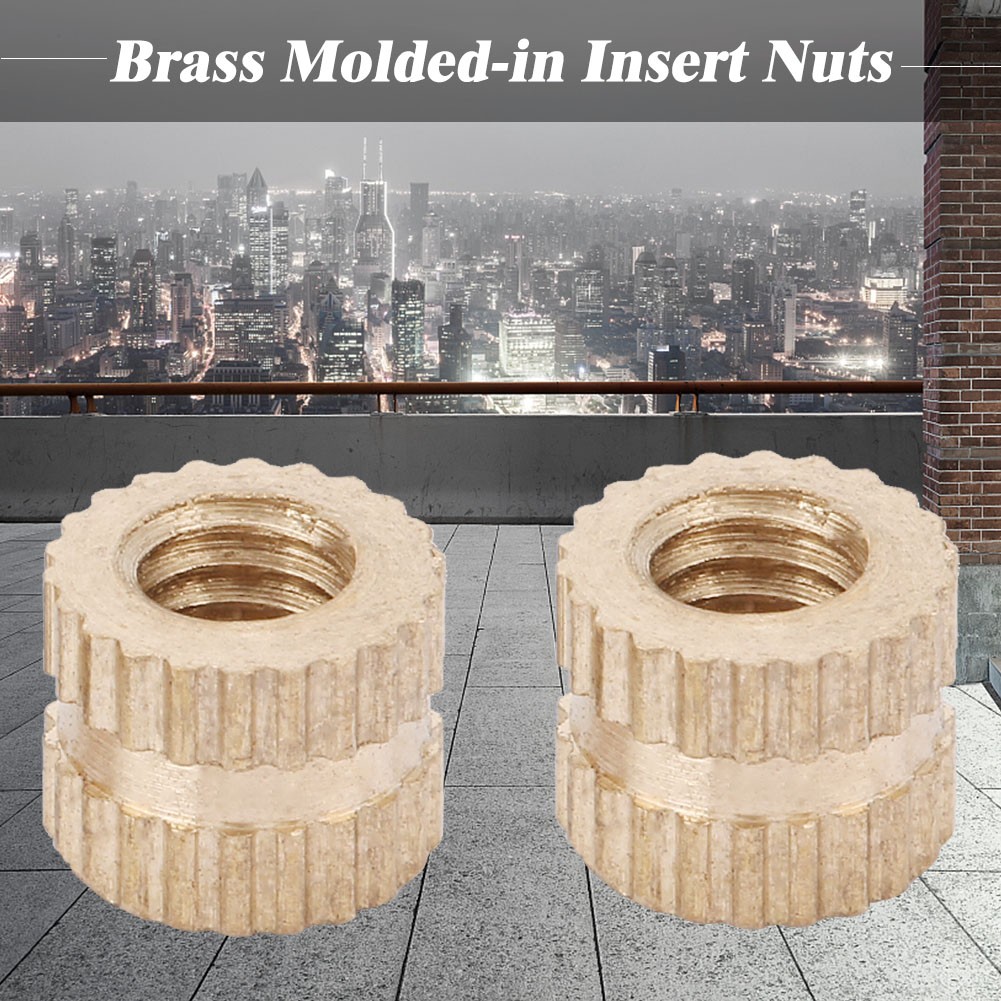 M4 Brass Cylinder Knurled Round Molded In Insert Embedded Nuts (M4*6*6.3; 30pcs)