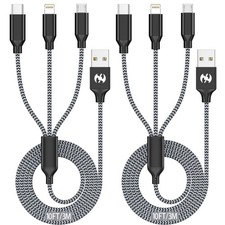 Multi Charging Cable 10ft 2Pack 3 in 1 Charger Cord, Long 10ft, Black/Grey