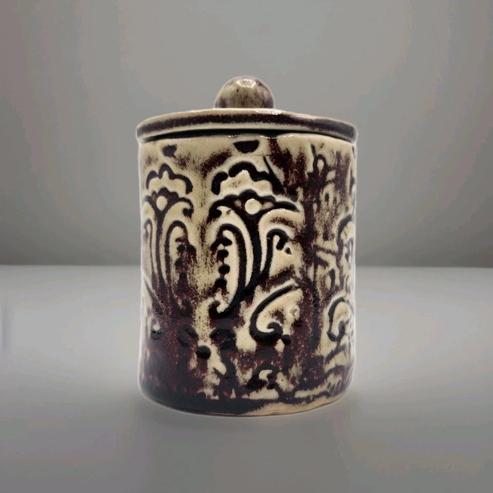 Signed Art Pottery Earth Tone Glazed Ceramic French Butter Bell Crock - Image 3 of 4