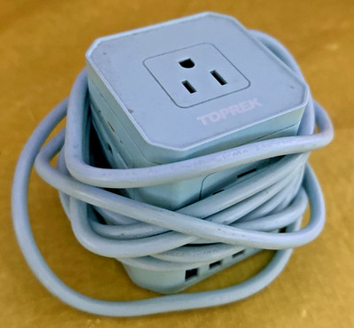 TOPREK power strip CUBE surge protector USB-C + 3 USB 10' grounded 3 prong cord