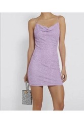 Alice + Olivia NWT Harmie sequin mini dress Sz 8 Orchid. Sequins, Zip Back $495
