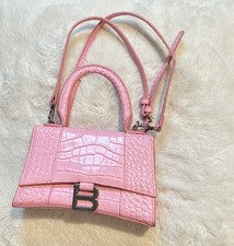 BALENCIAGA Crocodile Embossed Small Hourglass Top Handle Shoulder Two-Way Bag