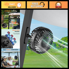 Rechargeable Golf Cart Fan with Magnetic Base - Portable Battery Operated Coolin