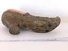 Antique Victorian Detailed Metal Shoe Pin Cushion Large 6" With Original Fabric  — photo 2