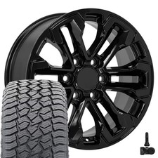 Set4 Oe Wheels Cv69 18x8.5 Black Rims 27565r18 At2 Tires Tpms 6x139.7