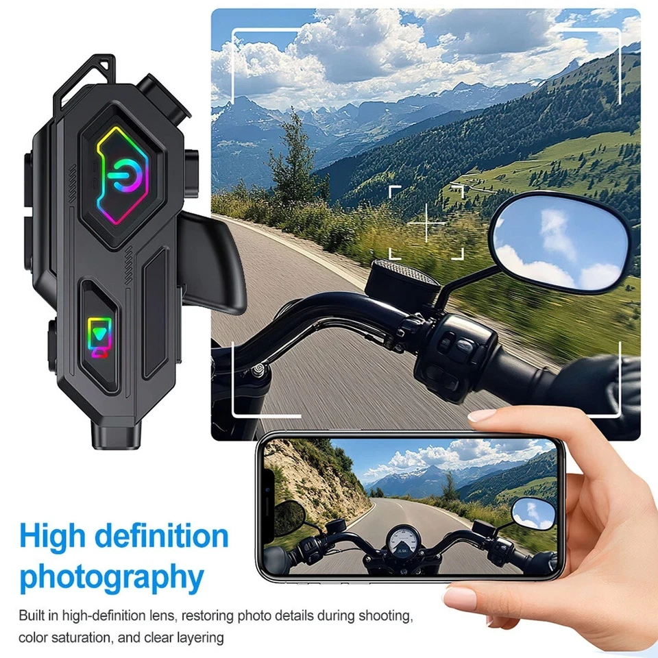 New 1080P HD Bluetooth Camera Recorder Motorcycle Helmet Headset+64GB Card - Image 3 of 4