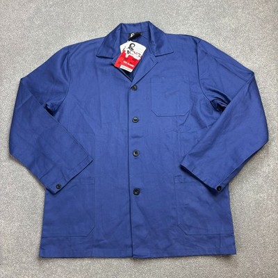 Französische Jacke Erwachsene Large blau Vintage Arbeitskleidung Canvas Hausa...