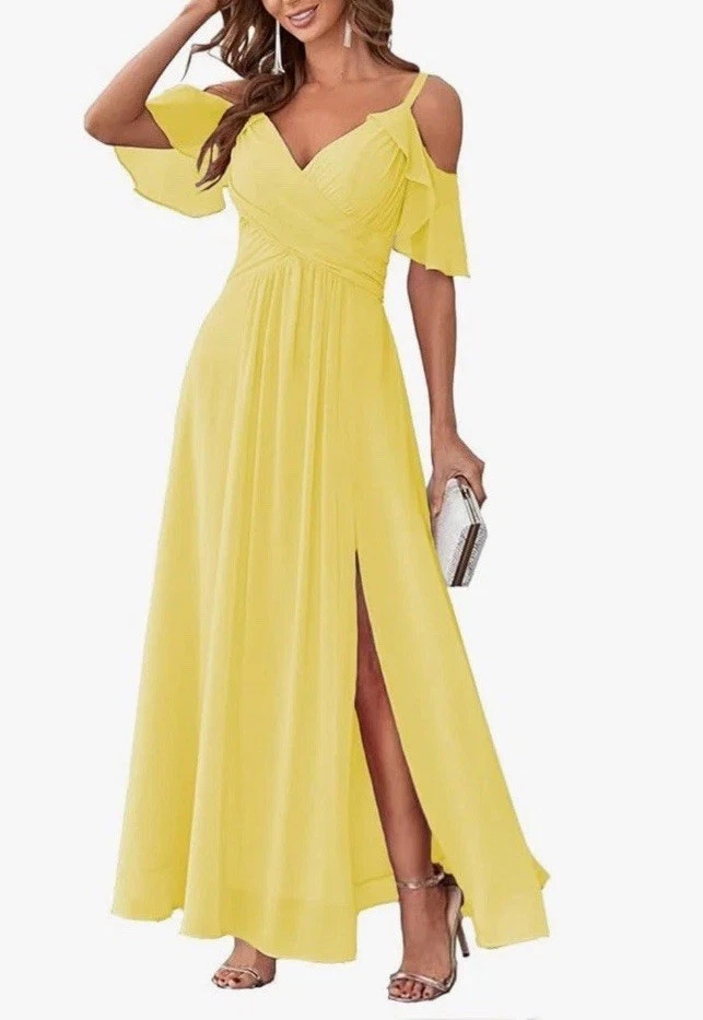 Chiffon Yellow Bridesmaid Dresses for sale | eBay
