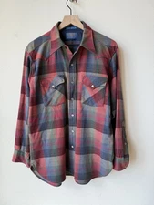 VINTAGE Pendleton High Grade Western Wear Shirt Jac Button Up 100% Wool Plaid