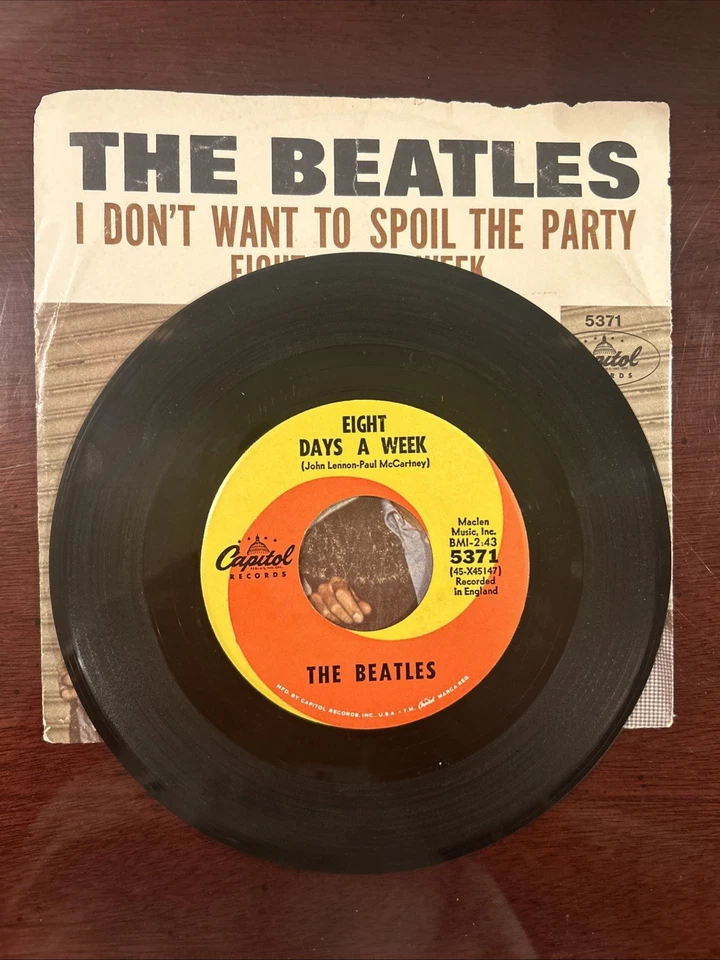 The Beatles Eight Days A Week /I Don’t Want To Spoil 45 RPM W/Orig Sleeve 1965 Foto 4 de 4