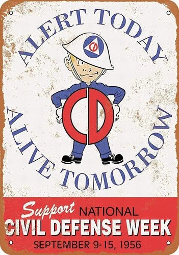 Vintage Civil Defense Week Garage Tin Metal Signs Home Décor 8x12