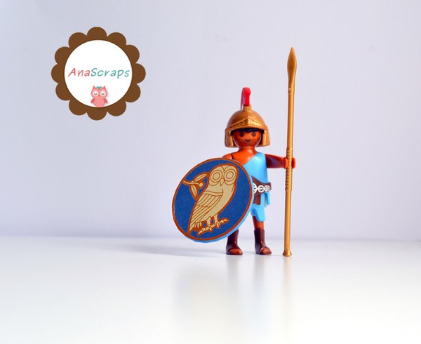 Playmobil - Custom- Guerrero hoplita ateniense (Griegos, Romanos, Medieval)
