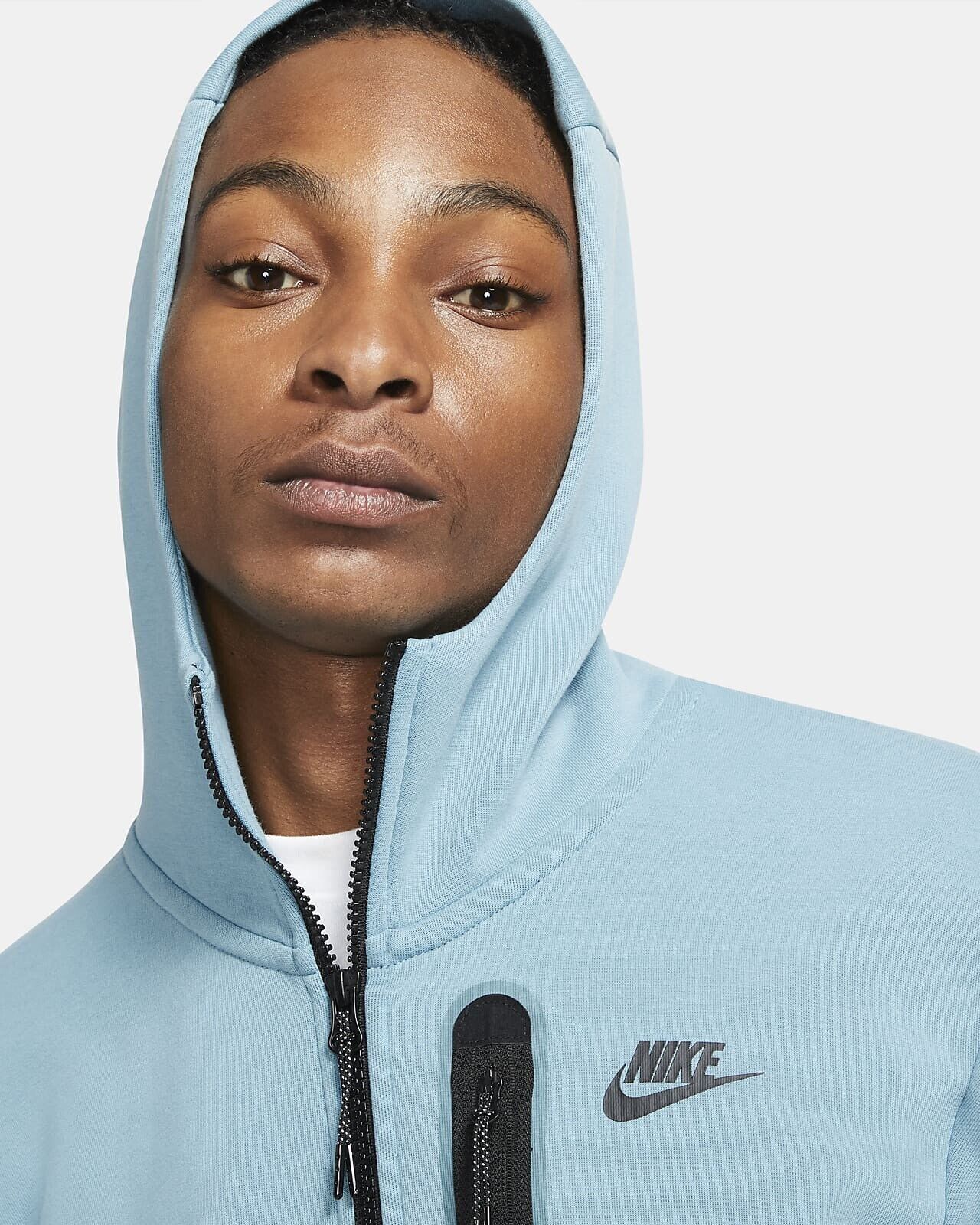 Nike Tech Fleece Full Zip Hoodie Washed Cerulean Blue Black DD3100-424 XL  Menu0026#039;s | eBay