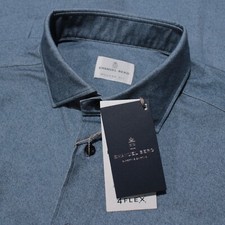 Emanuel Berg NWT Byron Casual Button Down Shirt Size 42 16.5 L in Blue