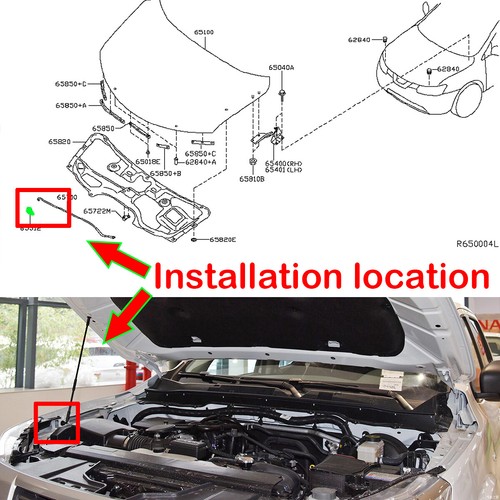 3PC For NISSAN Navara D40 Bonnet Hood Support Holder Rod Clip Grommet 657732J000 - Picture 6 of 7
