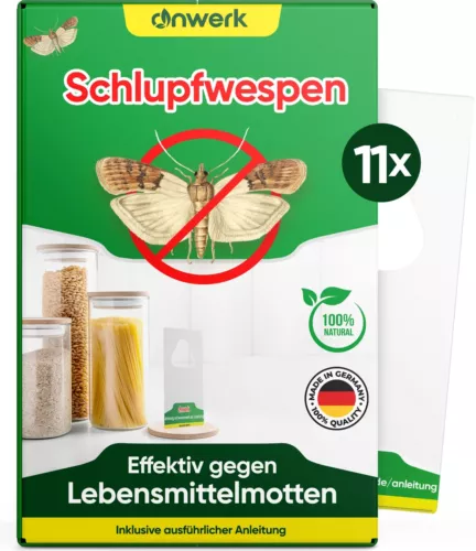 anwerk® Schlupfwespen gegen Lebensmittelmotten 11 Karten x 4 Lieferungen
